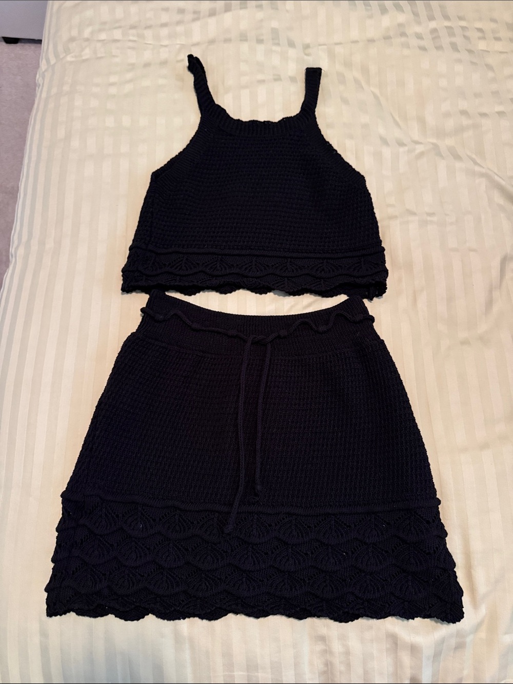 Black Knit Two-Piece Skirt Set - Women